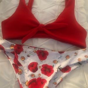 Shein Red Floral Bikini